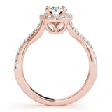 Twisted Pavé Shank Round Center Halo Engagement Ring - Diamonds By Rothschild