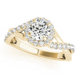 Twisted Pavé Shank Round Center Halo Engagement Ring - Diamonds By Rothschild