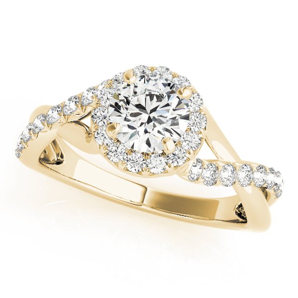 Twisted Pavé Shank Round Center Halo Engagement Ring - Diamonds By Rothschild