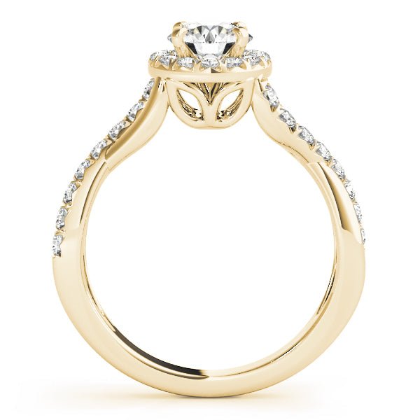 Twisted Pavé Shank Round Center Halo Engagement Ring - Diamonds By Rothschild