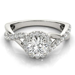 Twisted Pavé Shank Round Center Halo Engagement Ring - Diamonds By Rothschild