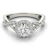 Twisted Pavé Shank Round Center Halo Engagement Ring - Diamonds By Rothschild