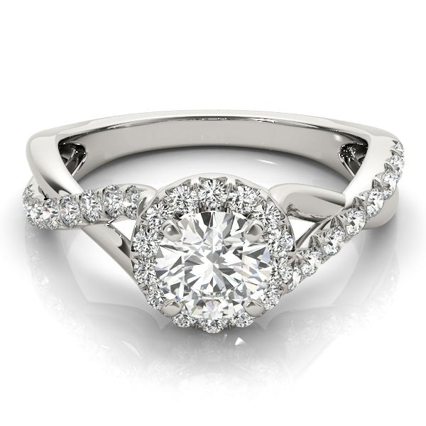Twisted Pavé Shank Round Center Halo Engagement Ring - Diamonds By Rothschild