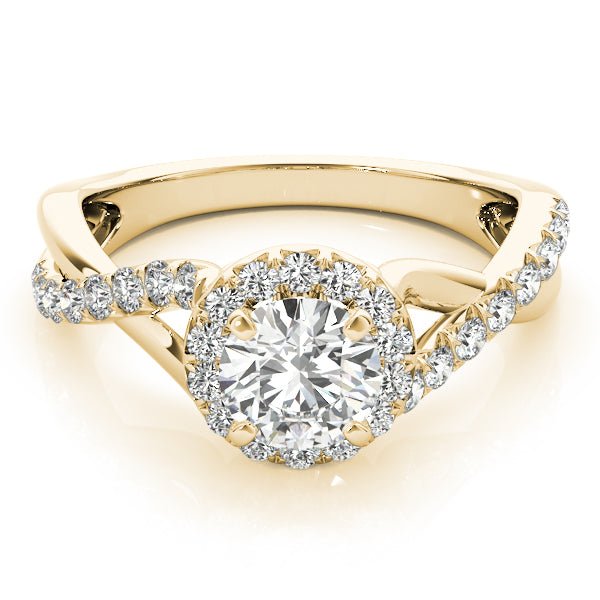 Twisted Pavé Shank Round Center Halo Engagement Ring - Diamonds By Rothschild