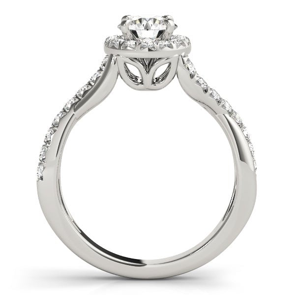 Twisted Pavé Shank Round Center Halo Engagement Ring - Diamonds By Rothschild