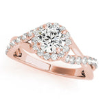 Twisted Pavé Shank Round Center Halo Engagement Ring - Diamonds By Rothschild
