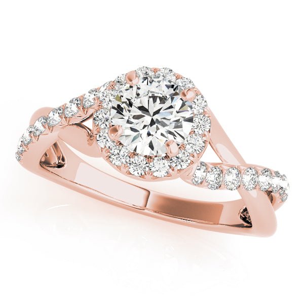 Twisted Pavé Shank Round Center Halo Engagement Ring - Diamonds By Rothschild