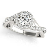 Twisted Pavé Shank Round Center Halo Engagement Ring - Diamonds By Rothschild