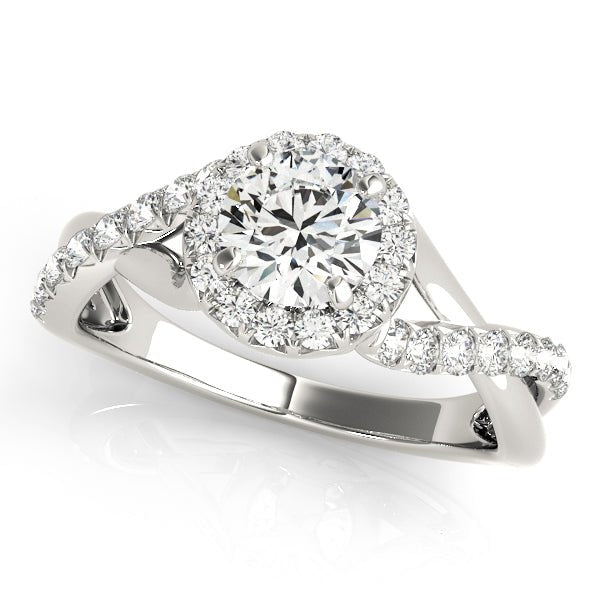 Twisted Pavé Shank Round Center Halo Engagement Ring - Diamonds By Rothschild