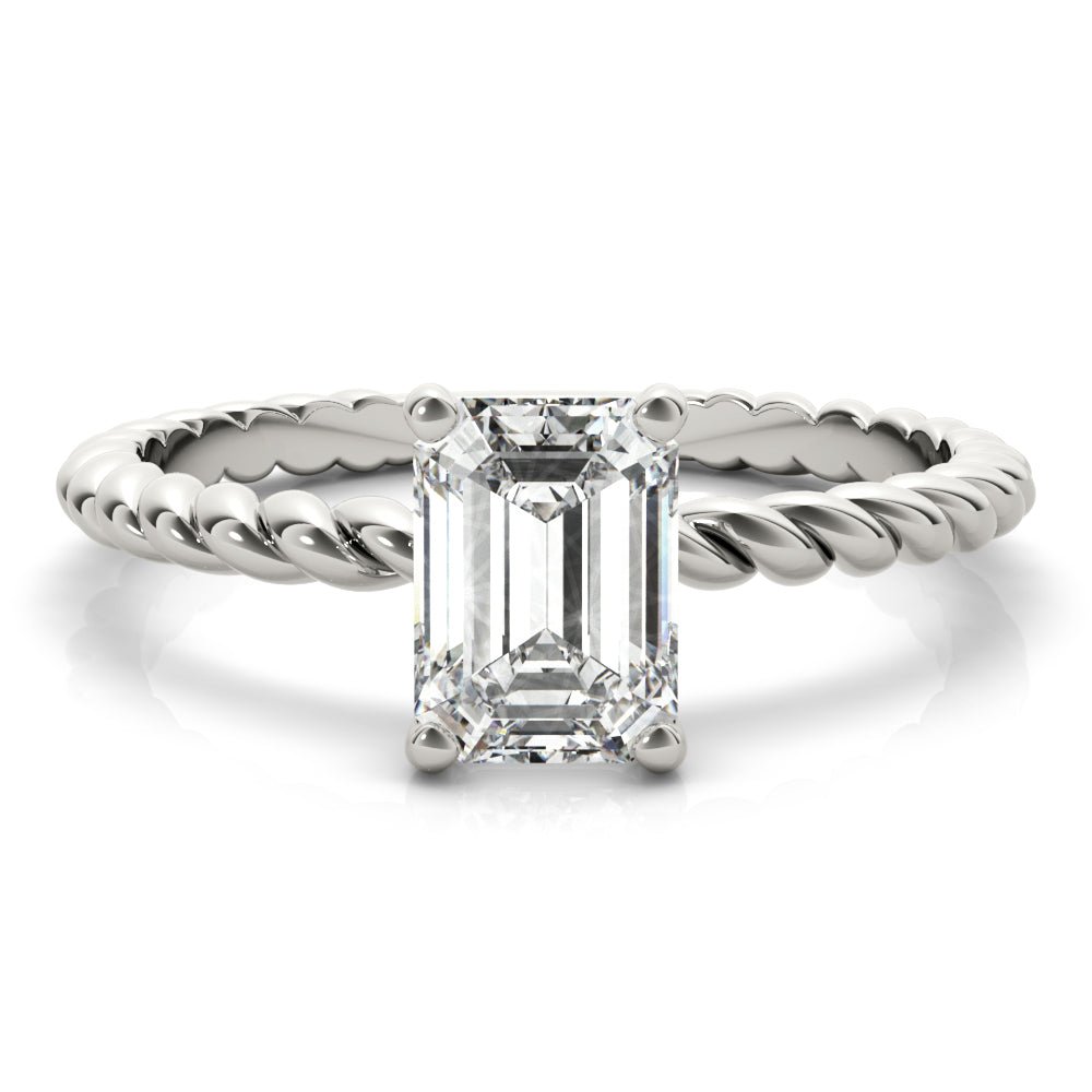 Twisted Shank Emerald Cut Center - Diamonds By Rothschild