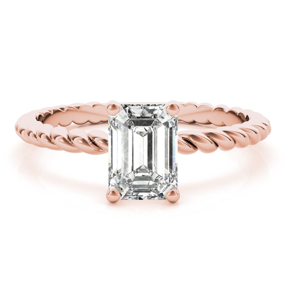 Twisted Shank Emerald Cut Center - Diamonds By Rothschild