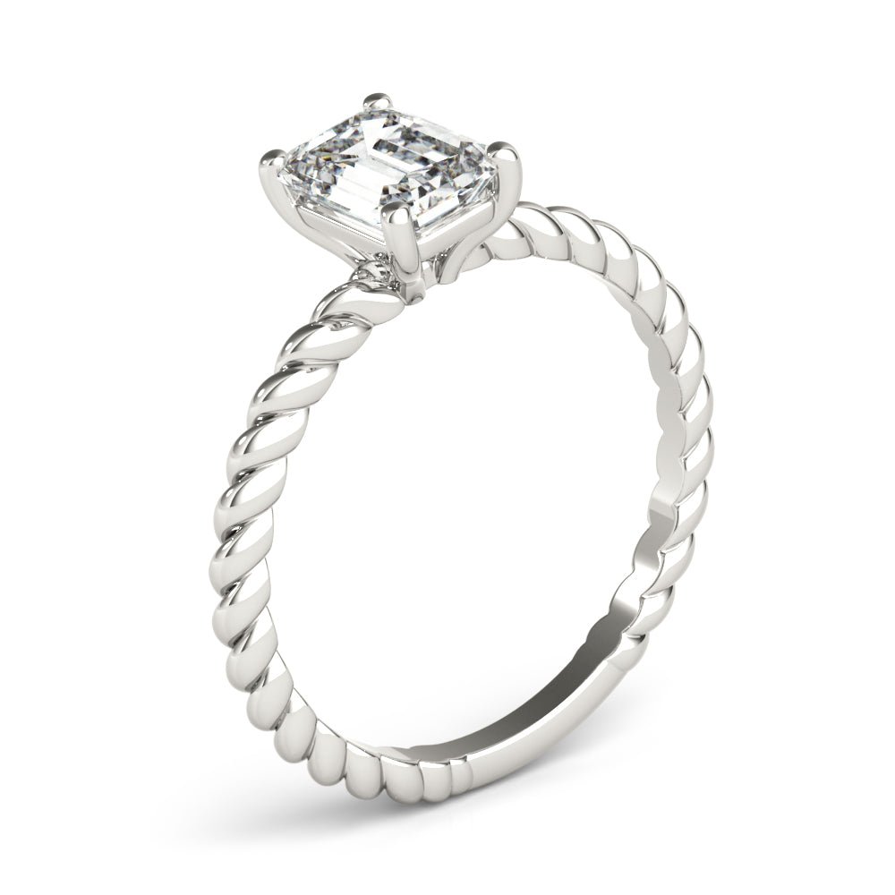 Twisted Shank Emerald Cut Center Engagement Ring - Diamonds By Rothschild