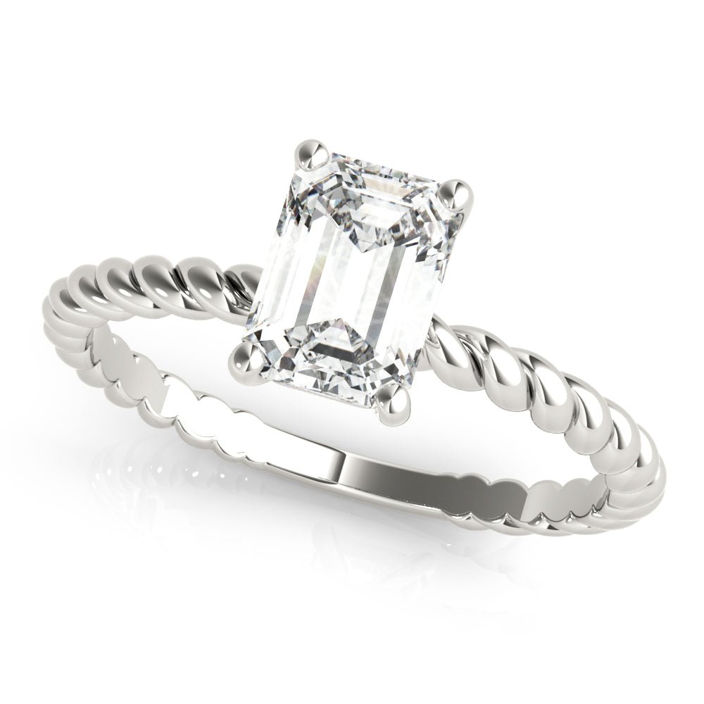 Twisted Shank Emerald Cut Center Engagement Ring - Diamonds By Rothschild