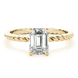 Twisted Shank Emerald Cut Center Engagement Ring - Diamonds By Rothschild