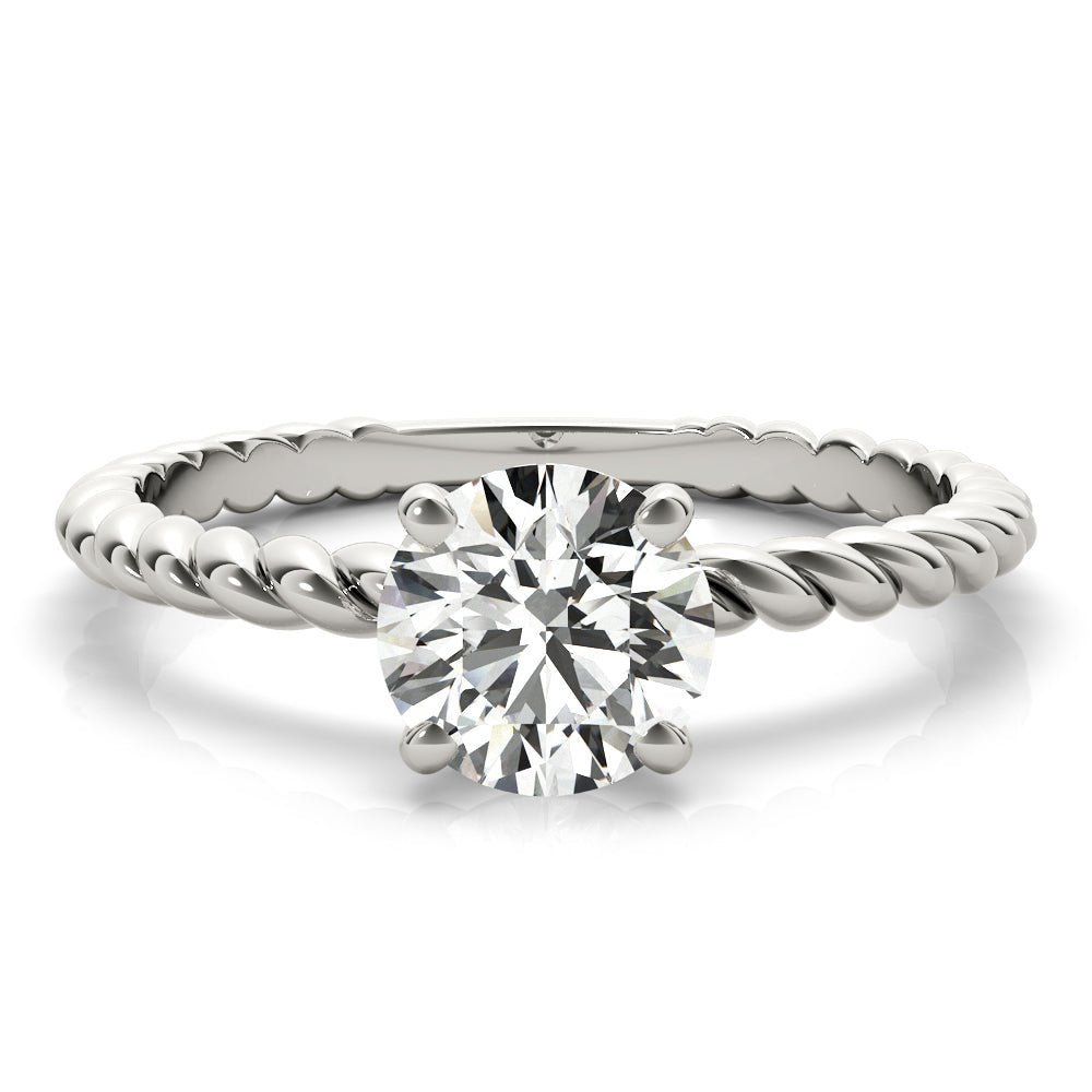 Twisted Shank Engagement Ring with Round Solitaire Diamond - Diamonds By Rothschild