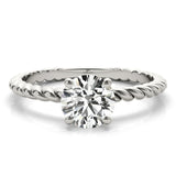 Twisted Shank Engagement Ring with Round Solitaire Diamond - Diamonds By Rothschild