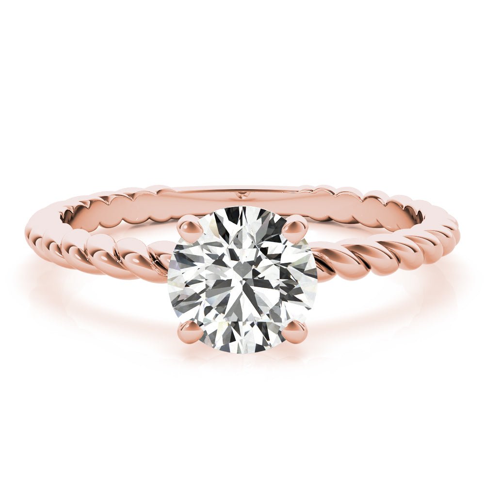 Twisted Shank Engagement Ring with Round Solitaire Diamond - Diamonds By Rothschild