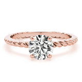 Twisted Shank Engagement Ring with Round Solitaire Diamond - Diamonds By Rothschild