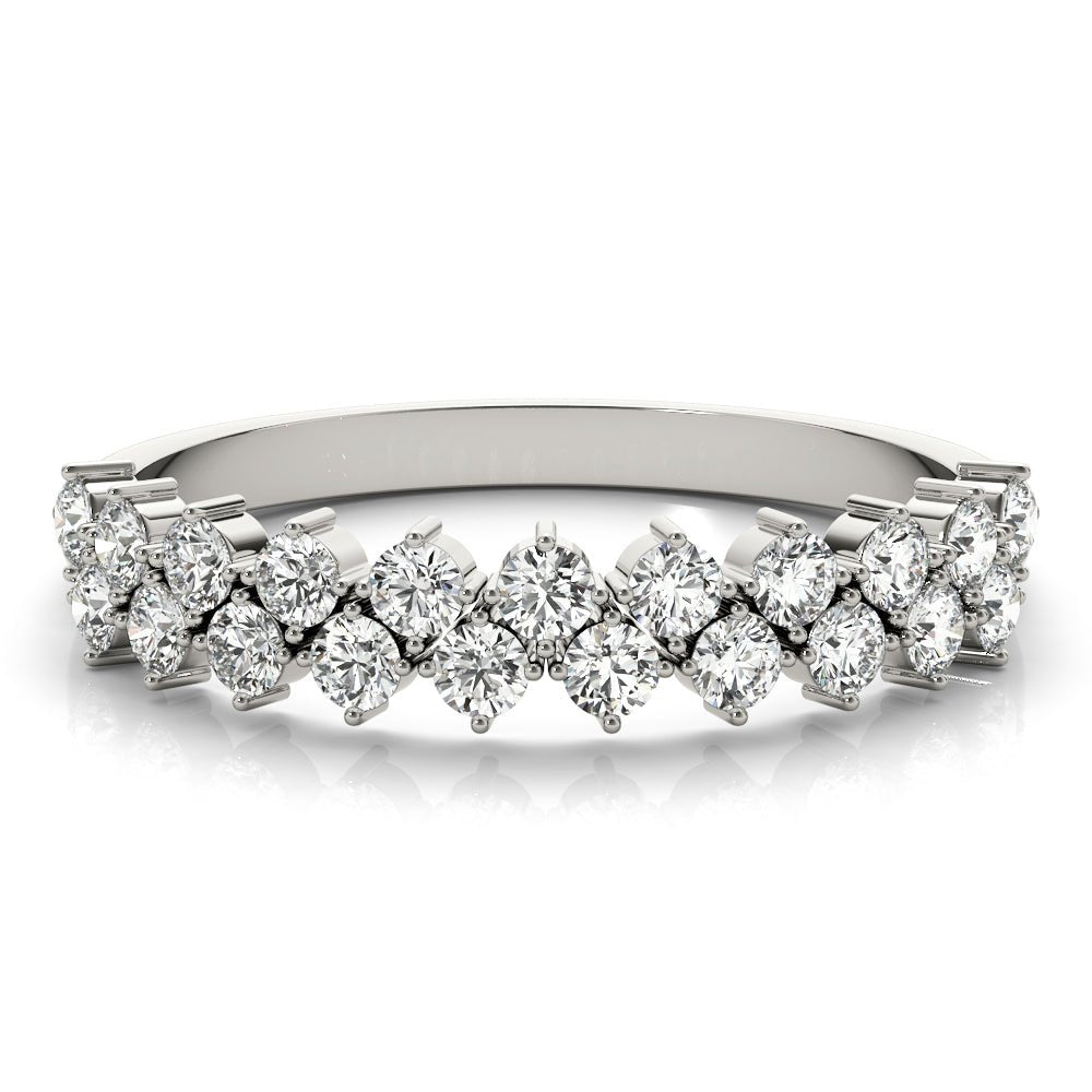 Unique Two Row Round Diamond Pavé Wedding Ring - Diamonds By Rothschild